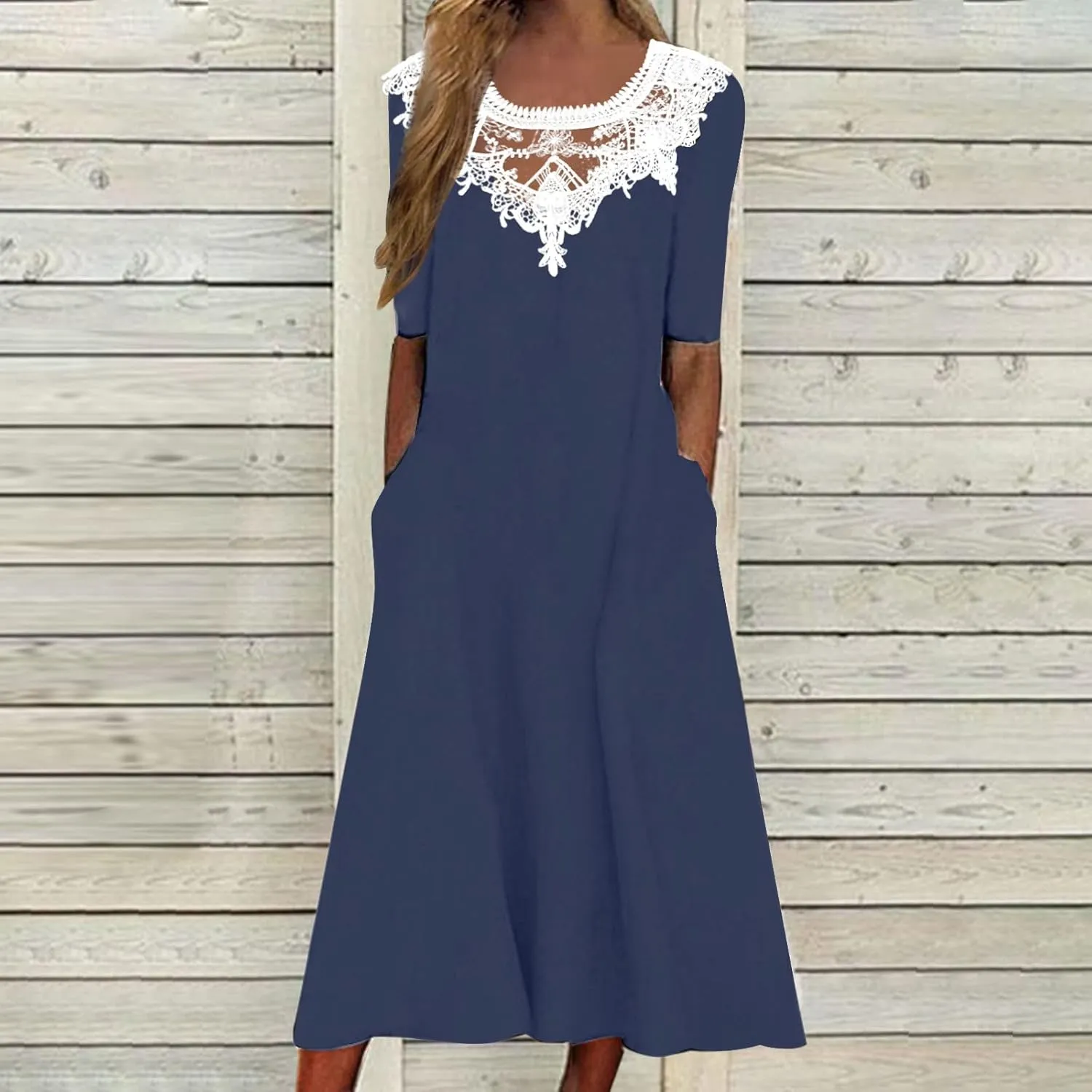 Sundresses for Women Casual Beach 2024 Summer Dress Casual Crewneck Tshirt Dresses Floral Short Sleeve Boho Dress