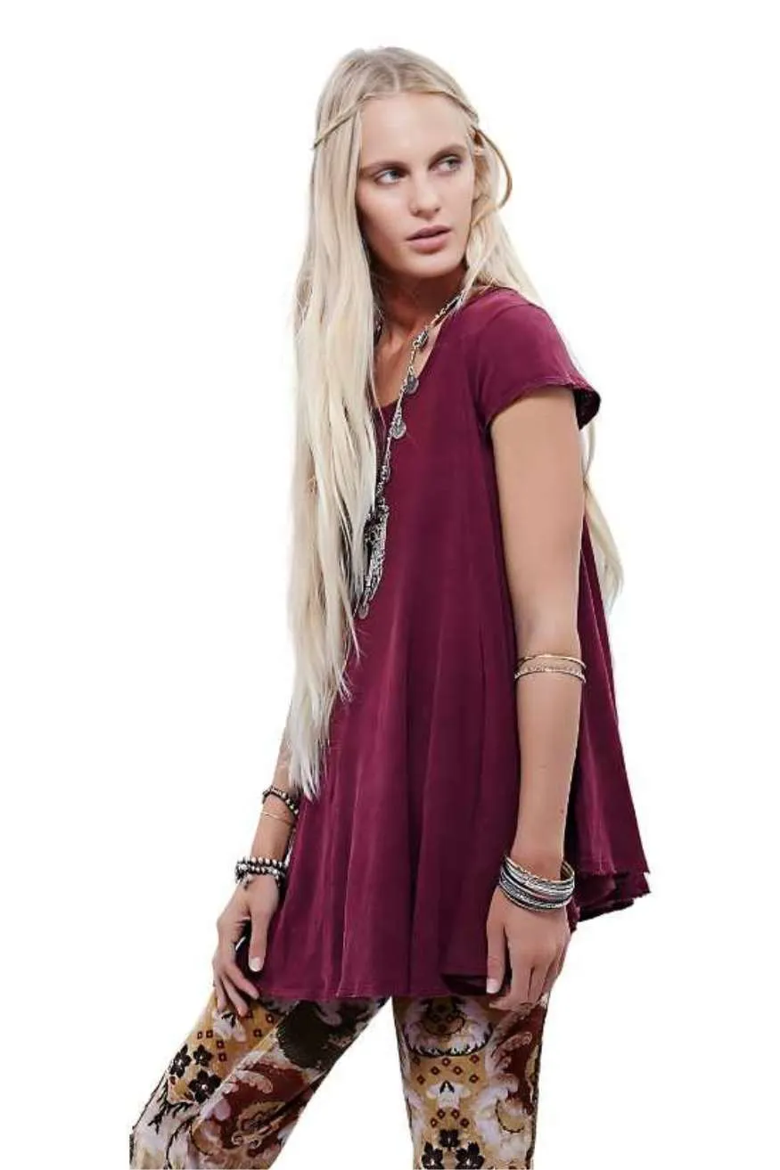 Swing Top Women Short Sleeve T-Shirt Blouse