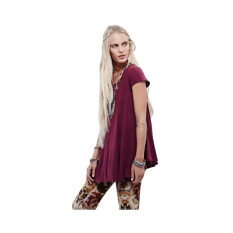 Swing Top Women Short Sleeve T-Shirt Blouse