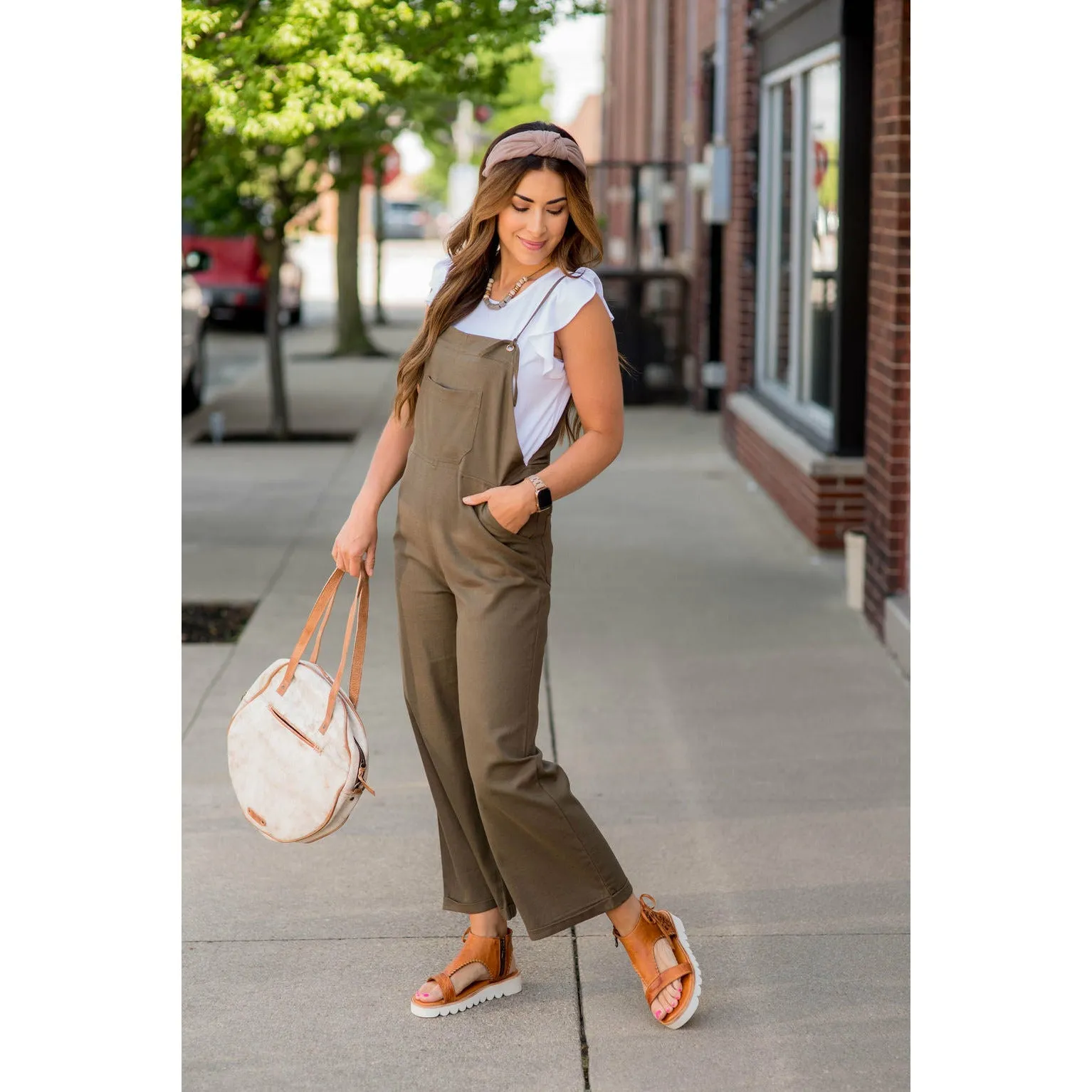 Tie Strap Pocket Accent Jumpsuit