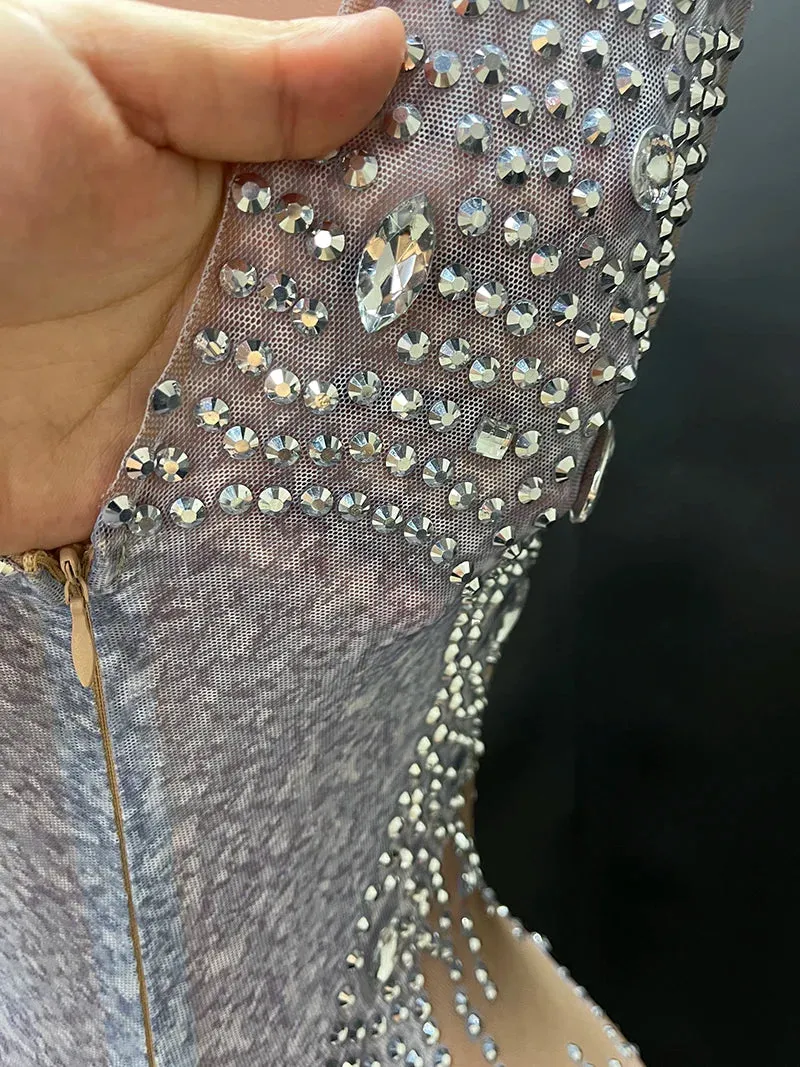 Trend4us Women’s Luxury Sparkling Crystal Embellished Jumpsuit