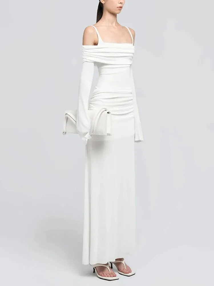 Trend4us Women's Off-Shoulder Ruched Maxi Dress