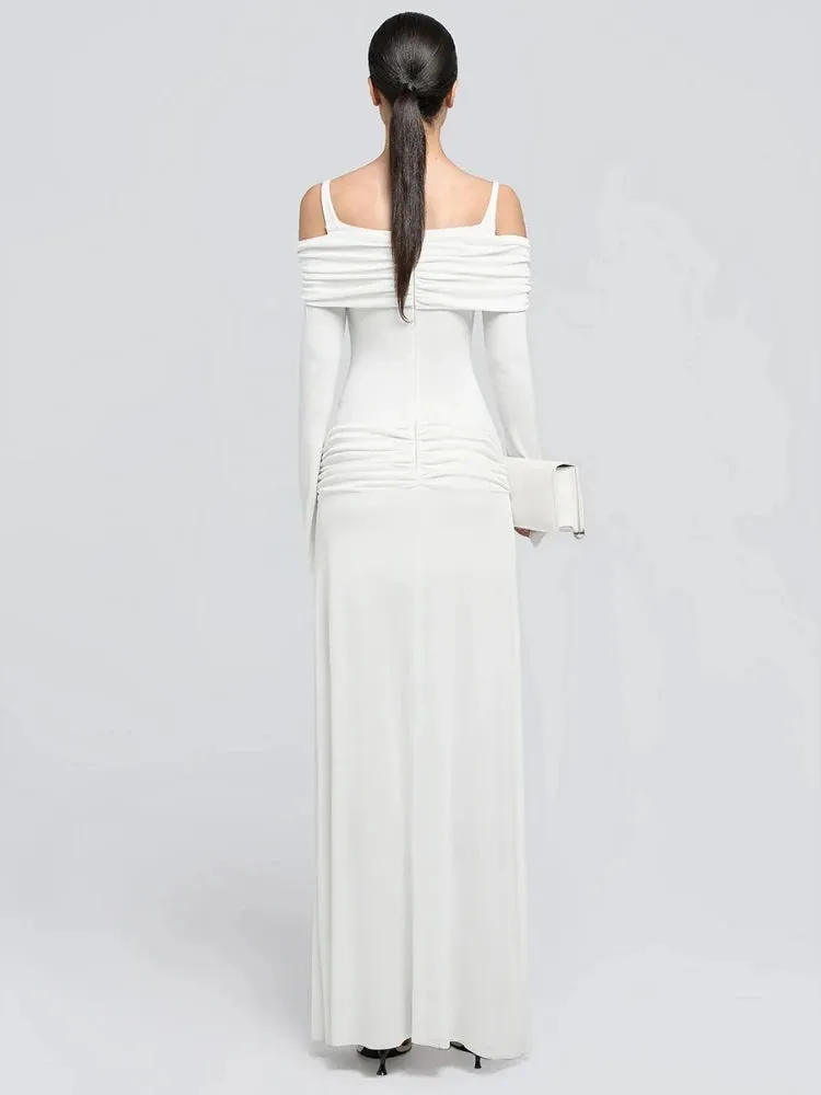 Trend4us Women's Off-Shoulder Ruched Maxi Dress