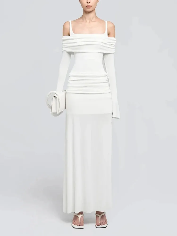 Trend4us Women's Off-Shoulder Ruched Maxi Dress