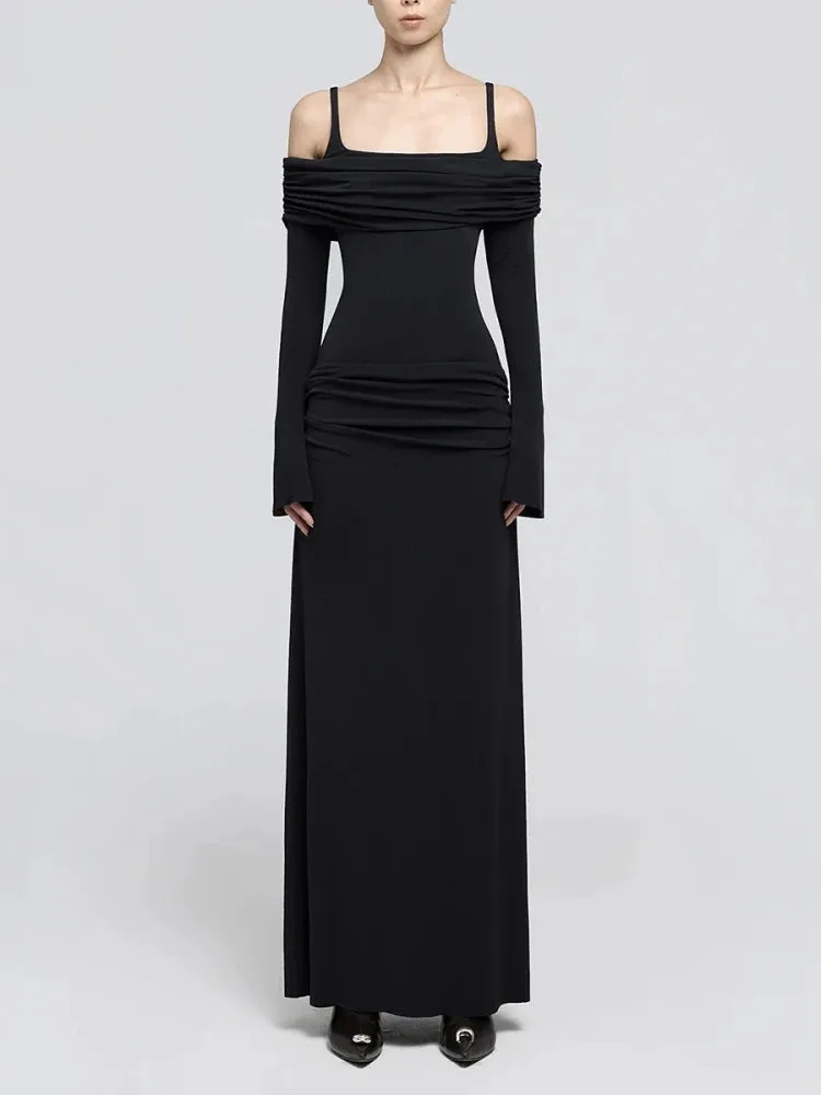 Trend4us Women's Off-Shoulder Ruched Maxi Dress