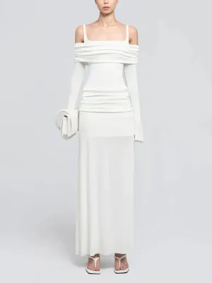 Trend4us Women's Off-Shoulder Ruched Maxi Dress