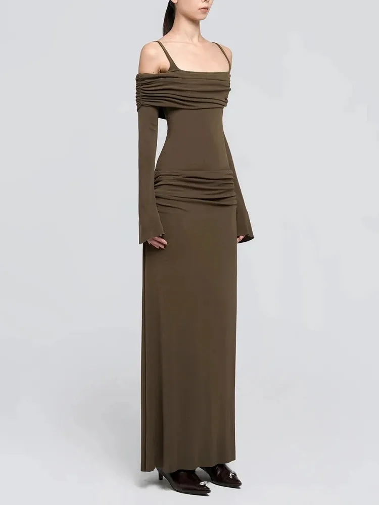 Trend4us Women's Off-Shoulder Ruched Maxi Dress