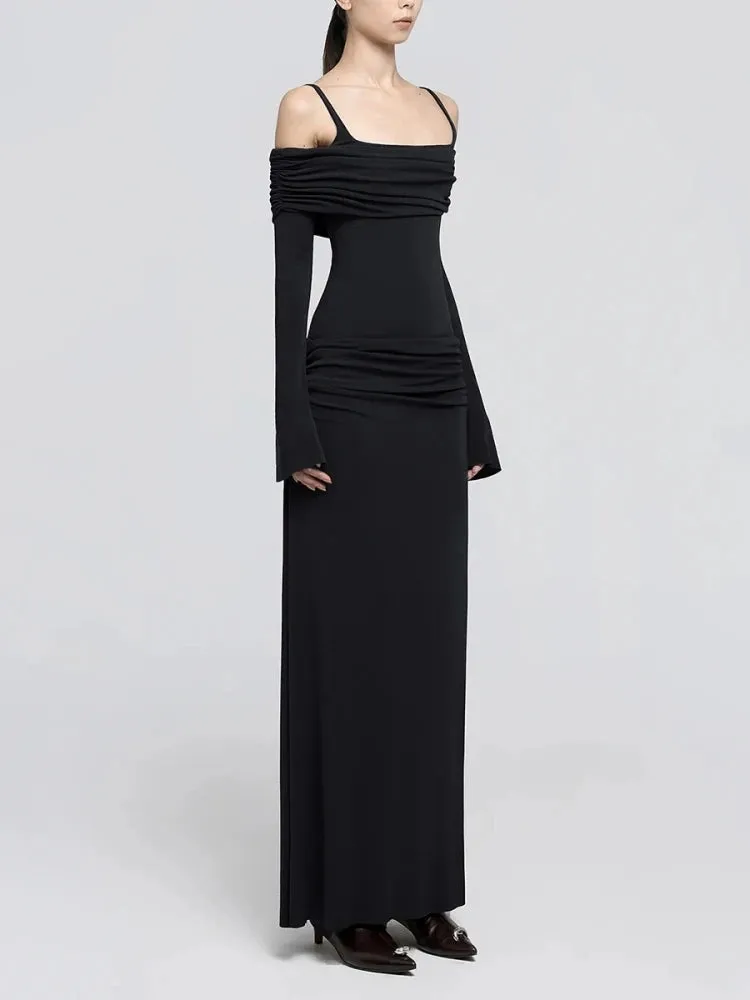 Trend4us Women's Off-Shoulder Ruched Maxi Dress