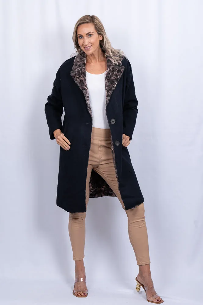 Wool coat with faux fur lining | JOAN COAT