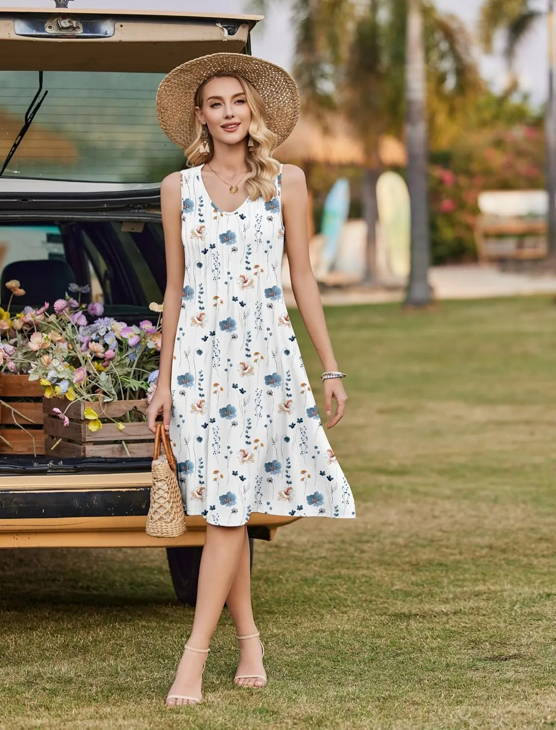 Zeagoo Women's Summer Dress Sleeveless Beach Dress (DE Only)