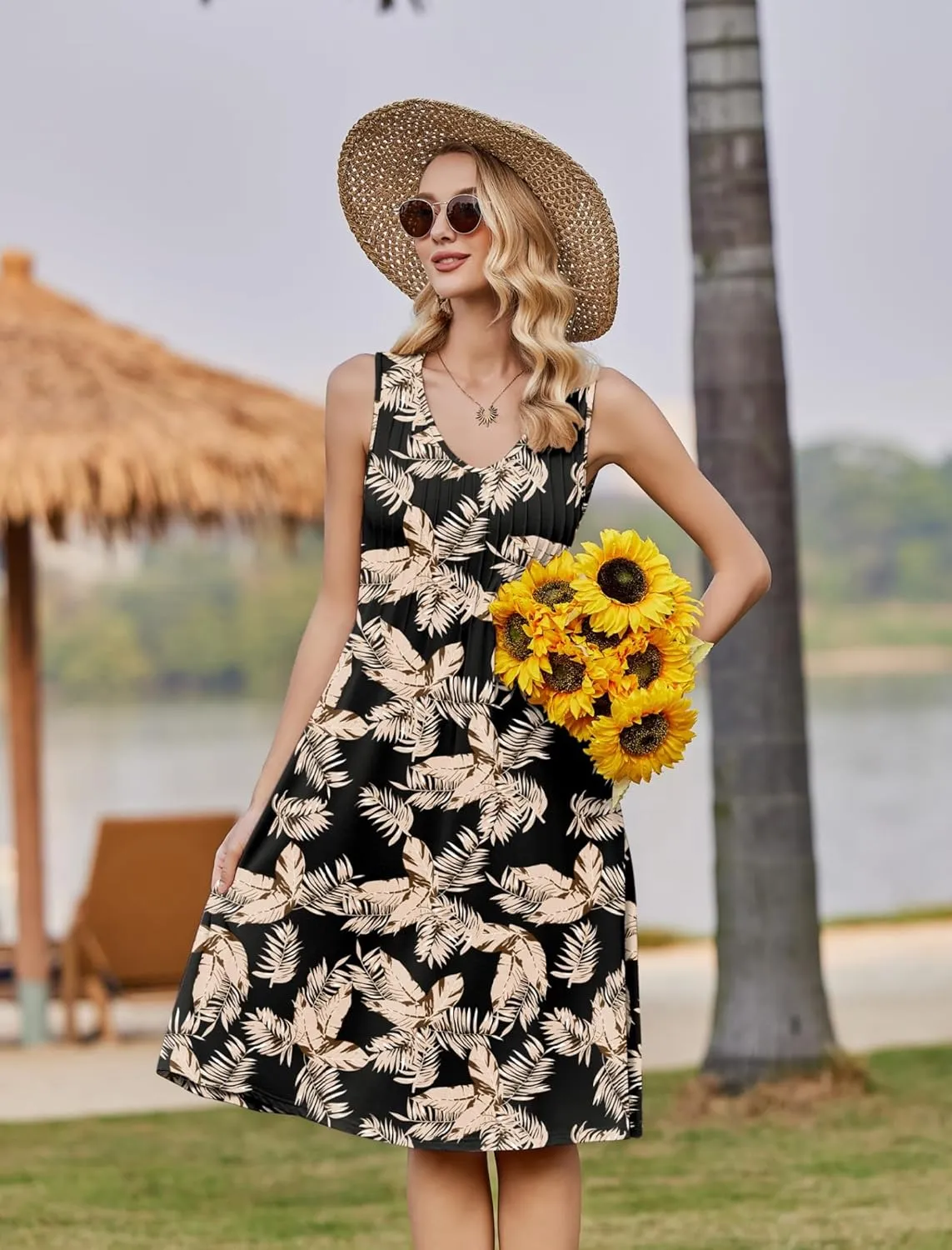 Zeagoo Women's Summer Dress Sleeveless Beach Dress (DE Only)