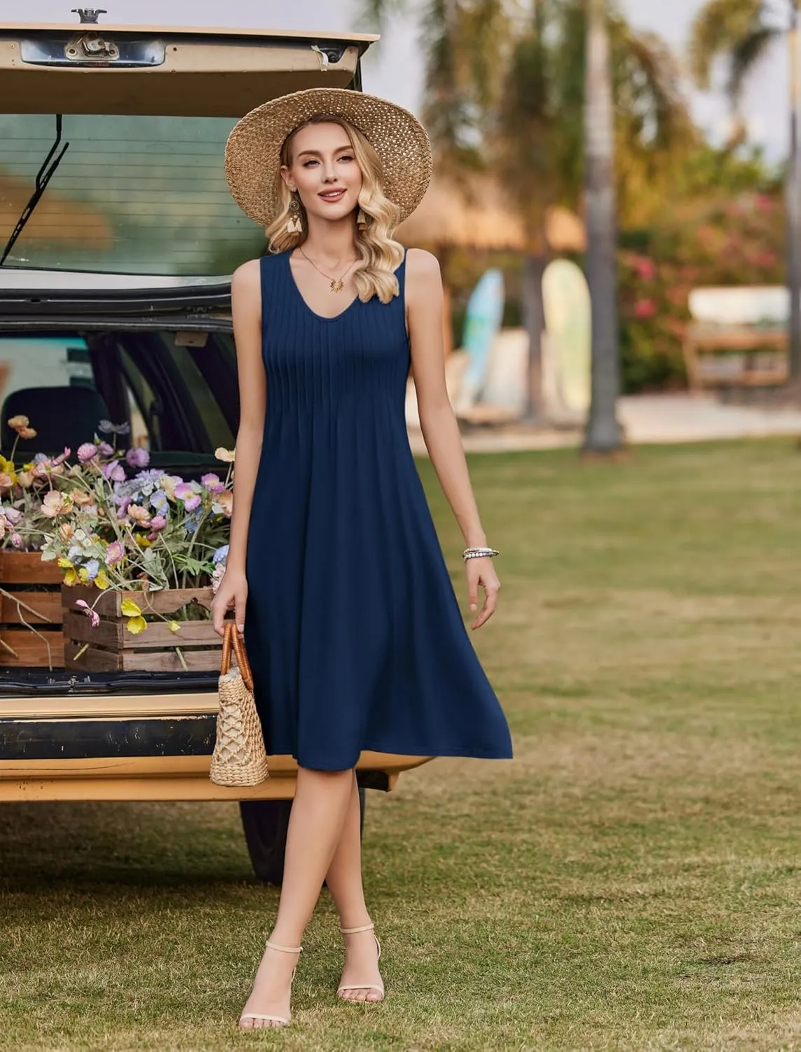 Zeagoo Women's Summer Dress Sleeveless Beach Dress (DE Only)
