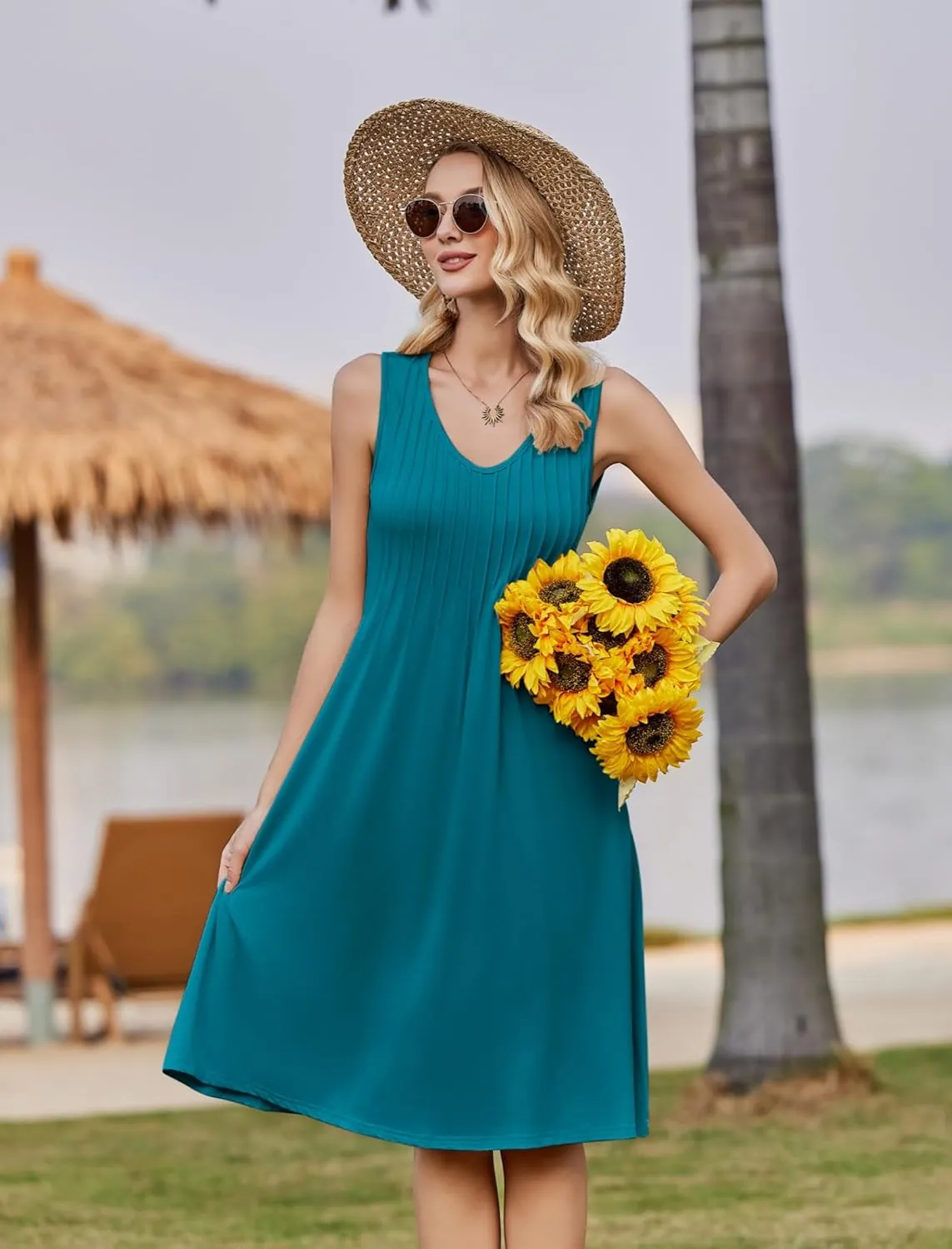 Zeagoo Women's Summer Dress Sleeveless Beach Dress (DE Only)