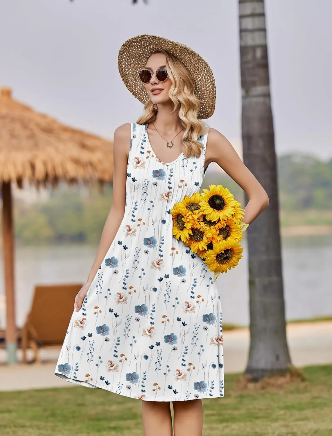 Zeagoo Women's Summer Dress Sleeveless Beach Dress (DE Only)