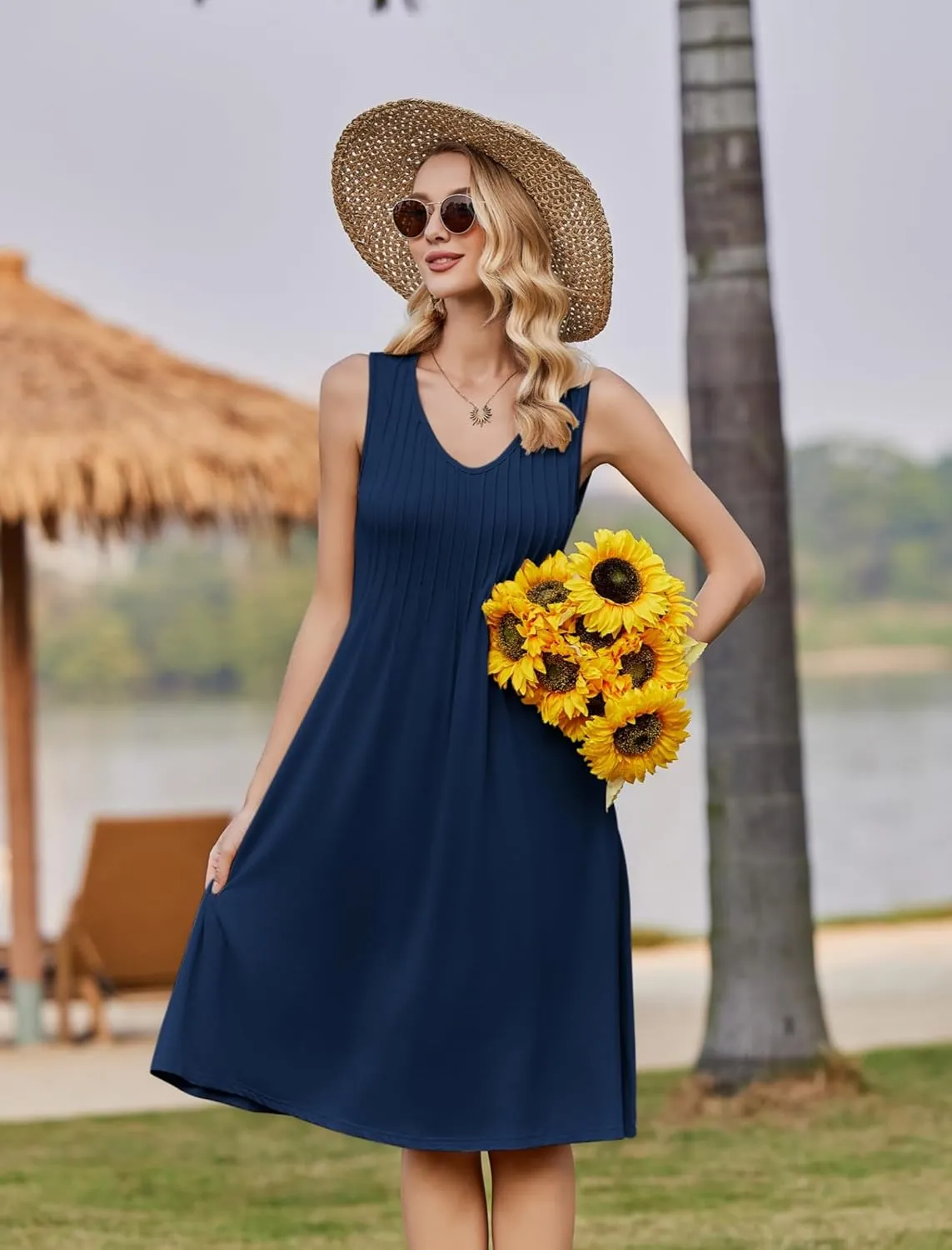 Zeagoo Women's Summer Dress Sleeveless Beach Dress (DE Only)
