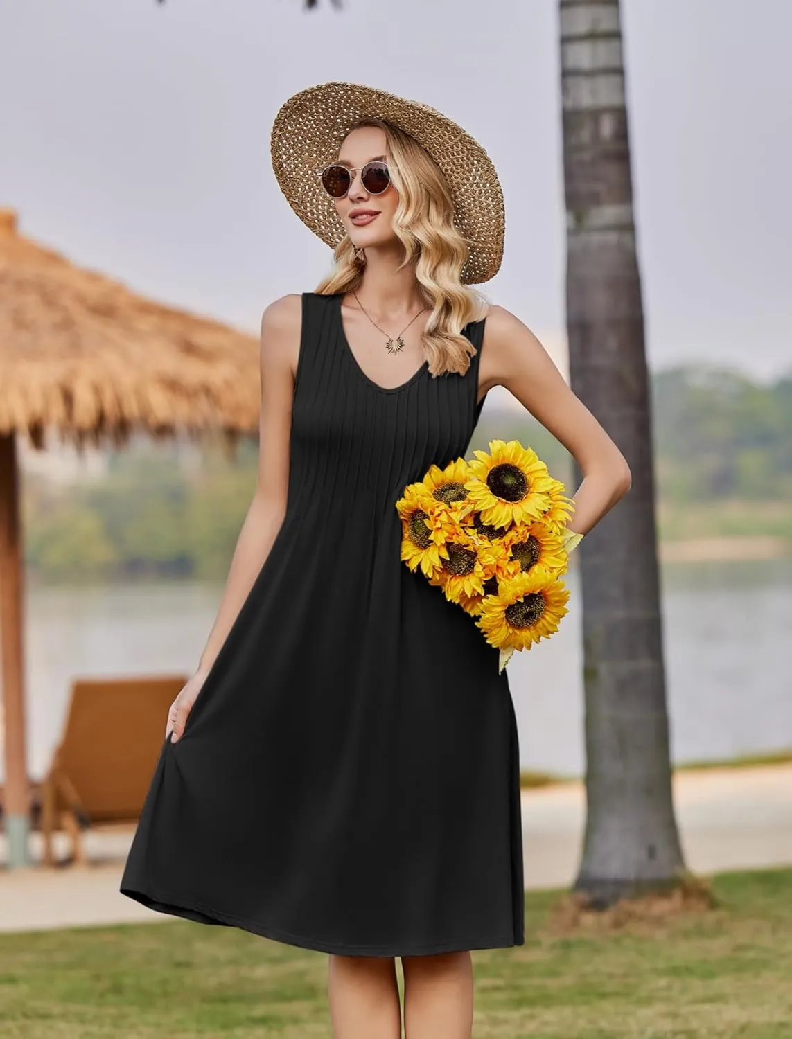 Zeagoo Women's Summer Dress Sleeveless Beach Dress (DE Only)