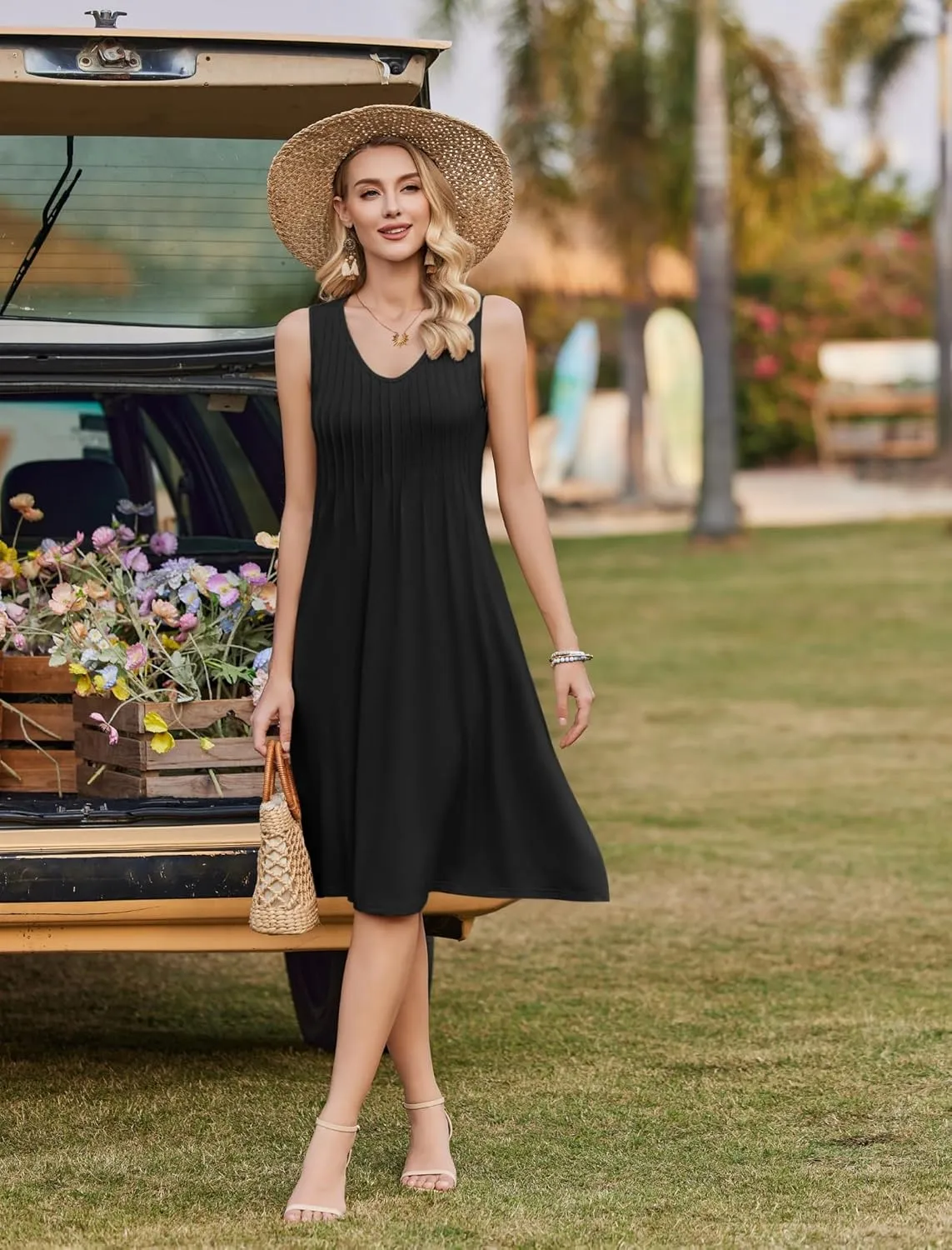 Zeagoo Women's Summer Dress Sleeveless Beach Dress (DE Only)