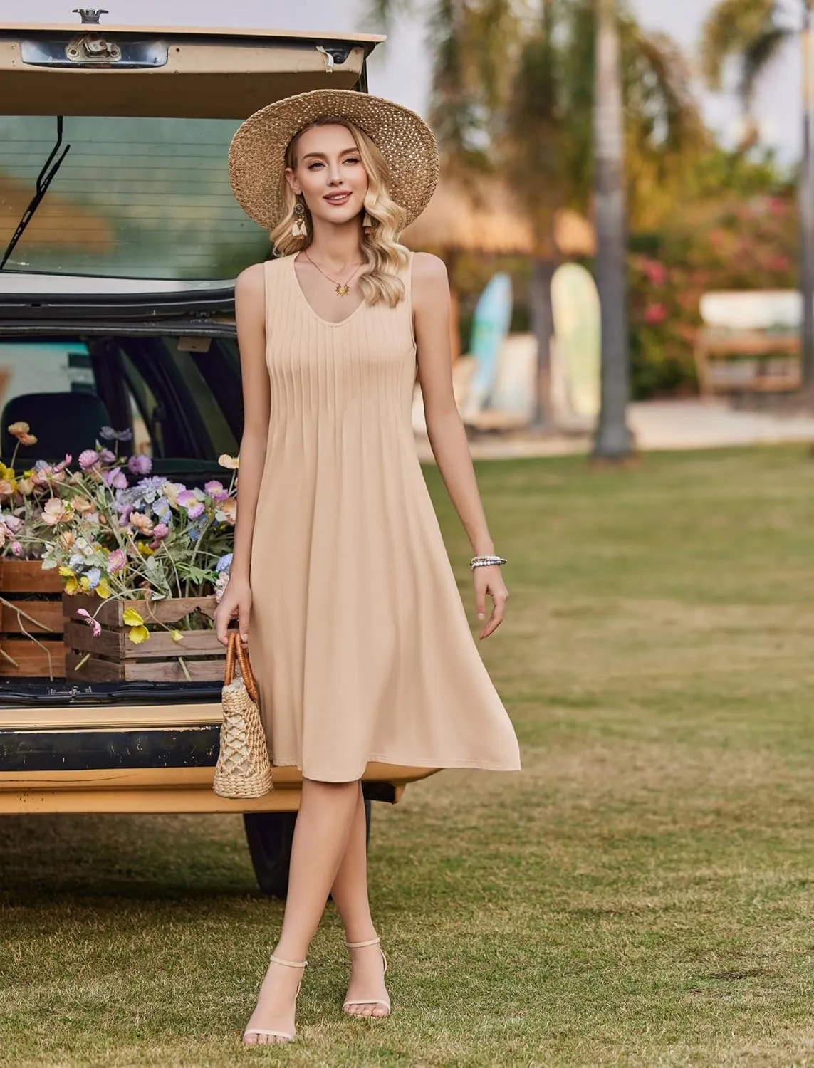 Zeagoo Women's Summer Dress Sleeveless Beach Dress (DE Only)