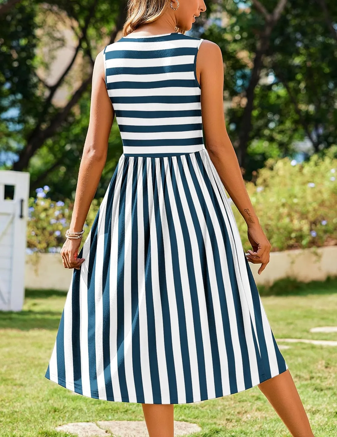 Zeagoo Women's Summer Tank Midi Dress with Pockets
