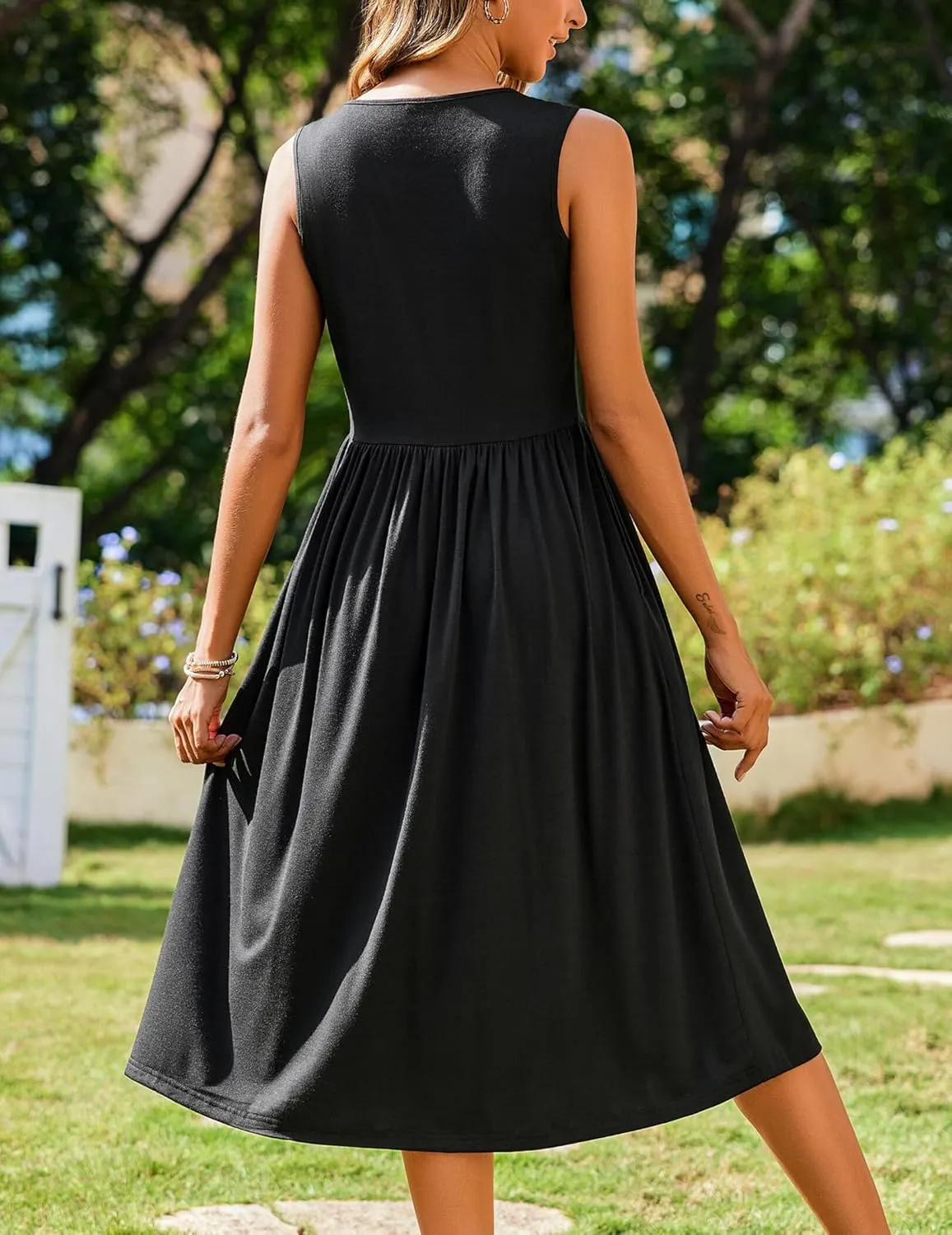 Zeagoo Women's Summer Tank Midi Dress with Pockets
