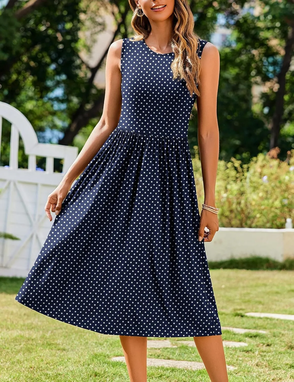 Zeagoo Women's Summer Tank Midi Dress with Pockets