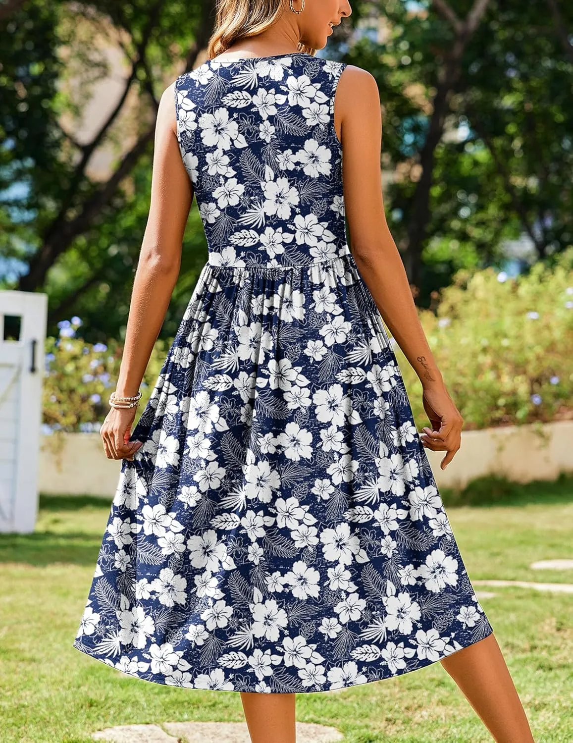 Zeagoo Women's Summer Tank Midi Dress with Pockets
