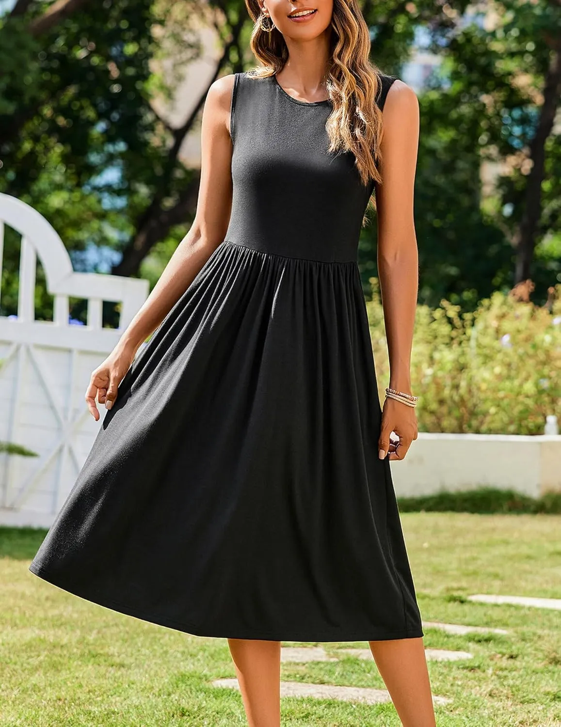Zeagoo Women's Summer Tank Midi Dress with Pockets