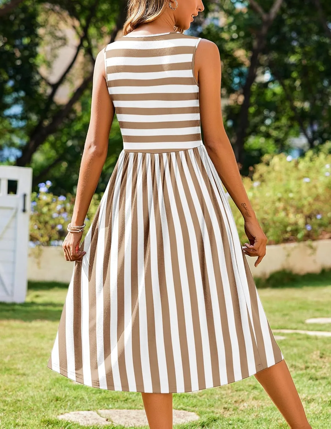 Zeagoo Women's Summer Tank Midi Dress with Pockets
